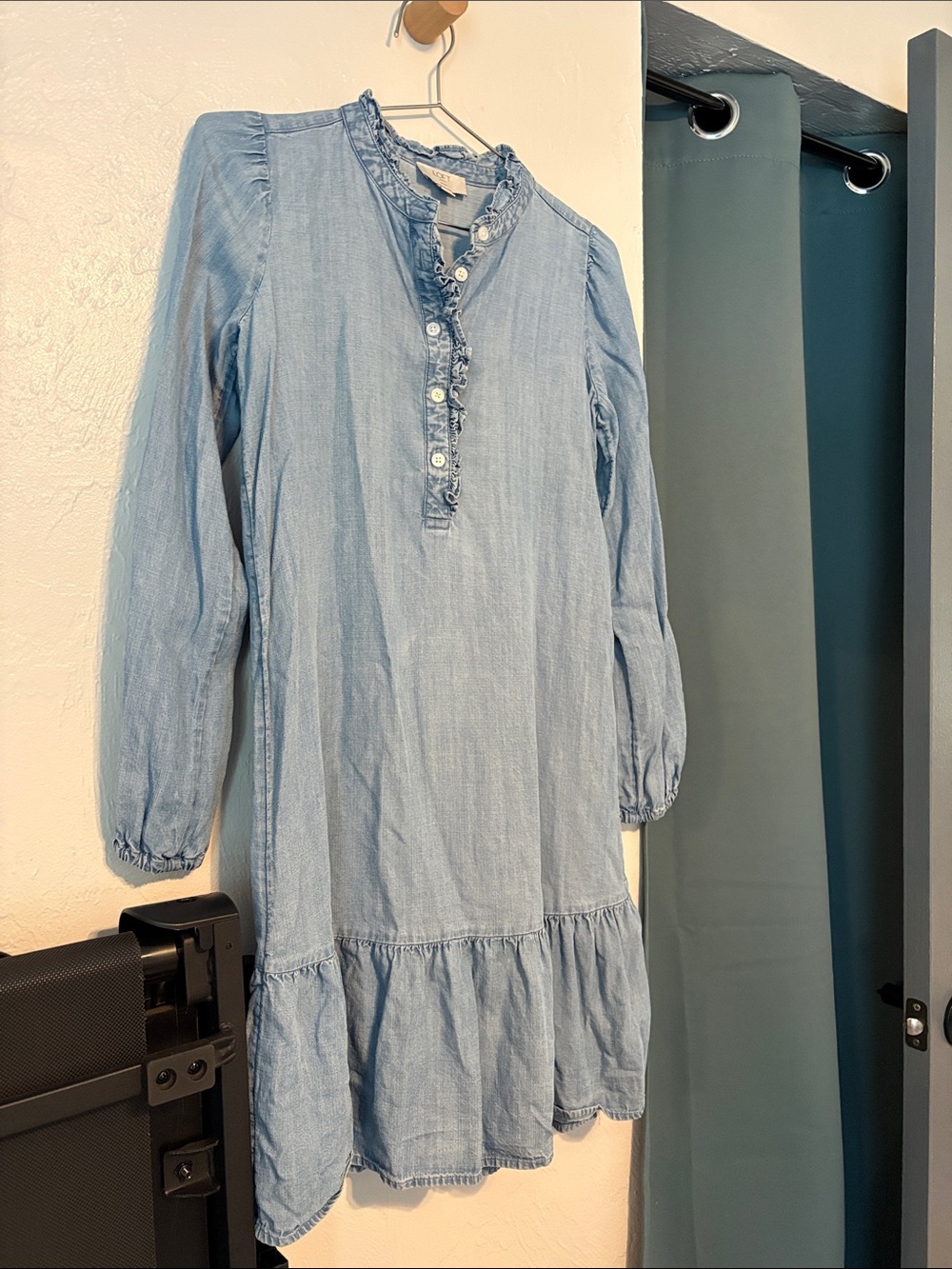 Light Denim Ruffle LOFT Dress